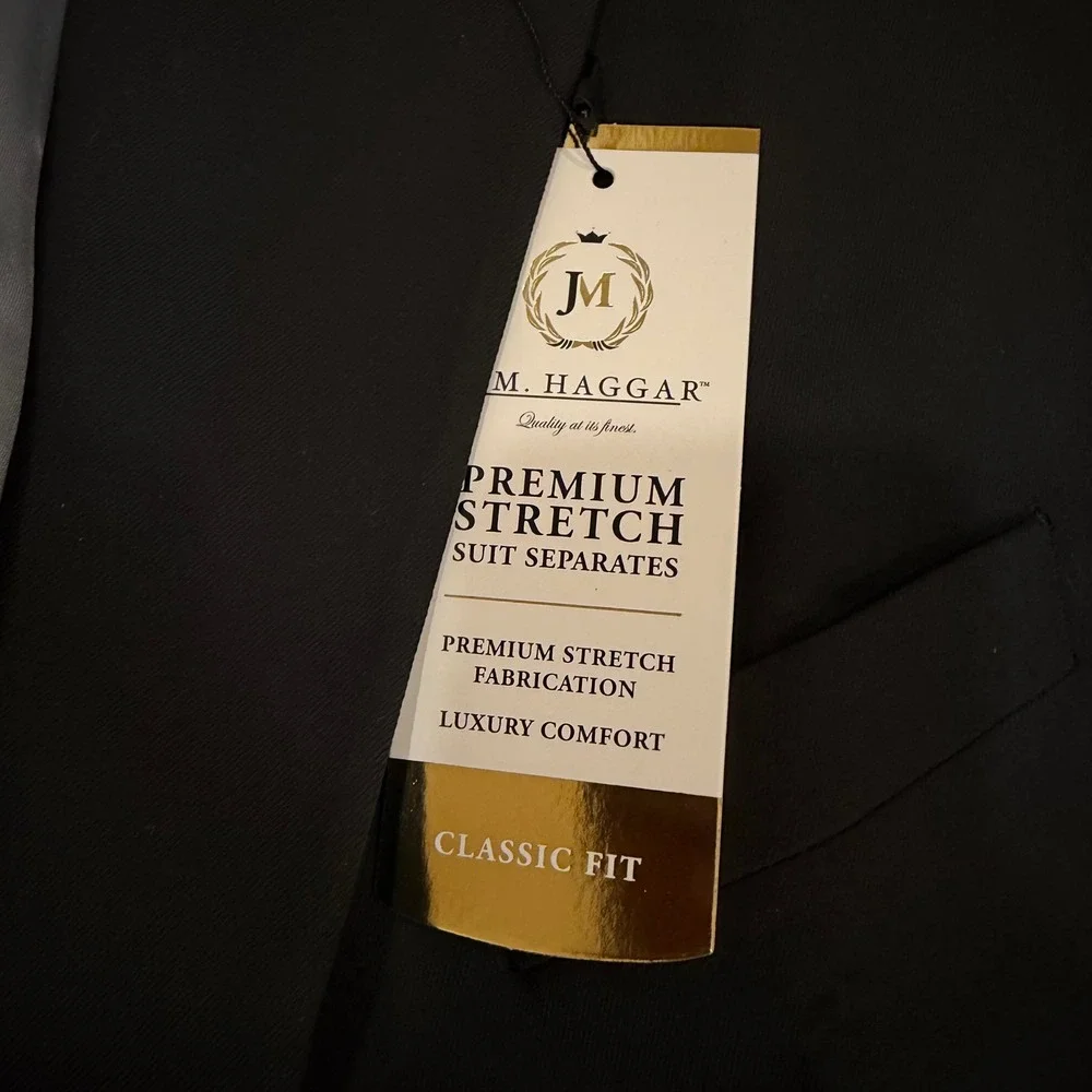 JM Haggar Mens Premium Stretch Suit Separate Jacket Black 56 Long Classic Fit